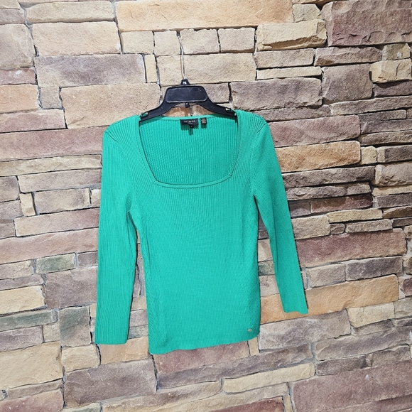 Ted Baker Green Rib Square Neck Top Medium - Picture 11 of 11